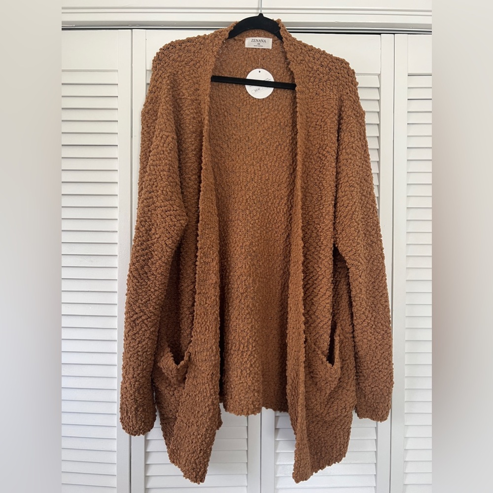 Camel popcorn cardigan